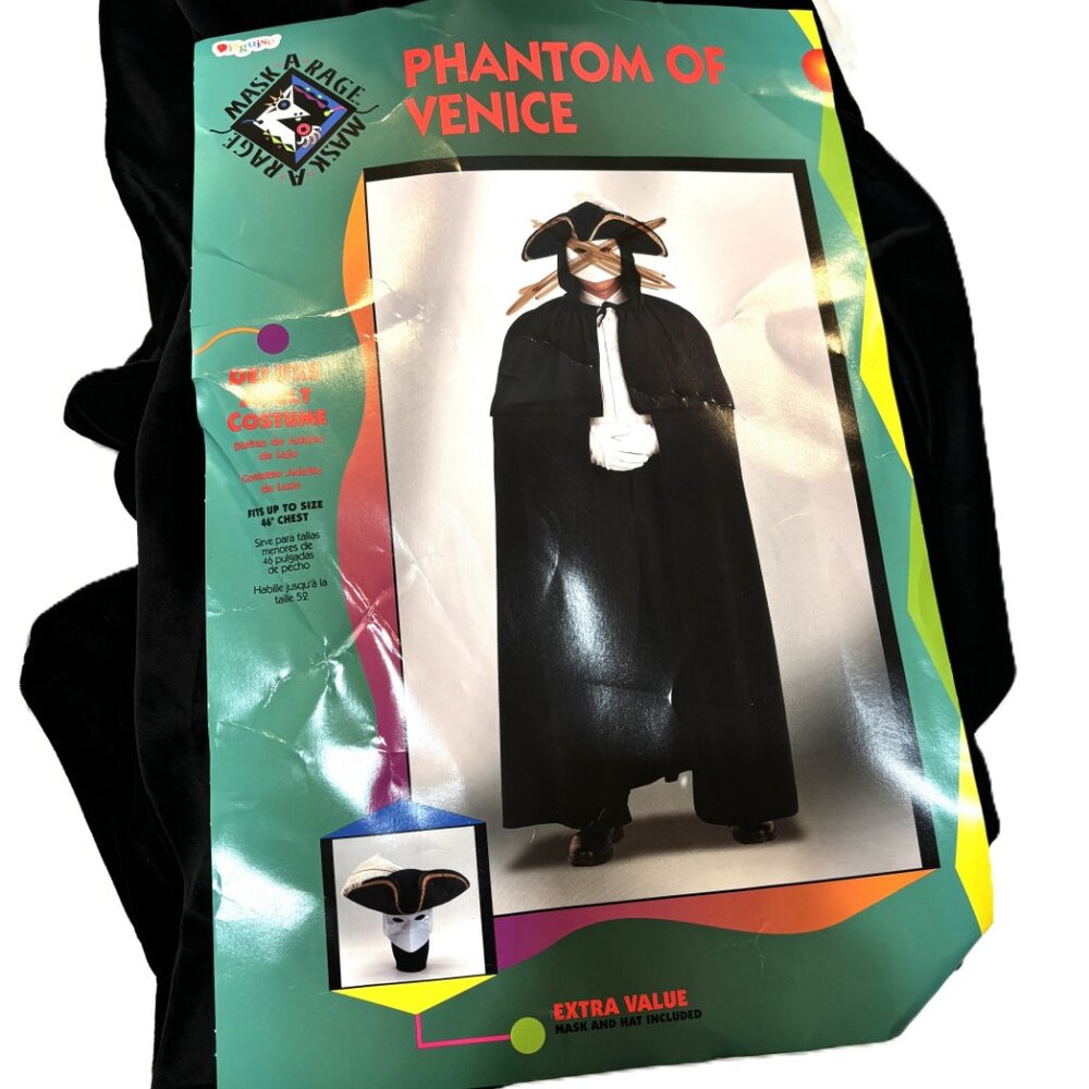 Disguise Blk Panne’ Velvet Victorian Steampunk Phantom Opera Cloak Cape NWT NOS
